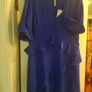 Laundry Skater Dress Frill Front Royal Electric Blue Plus Size 14 New with Tag